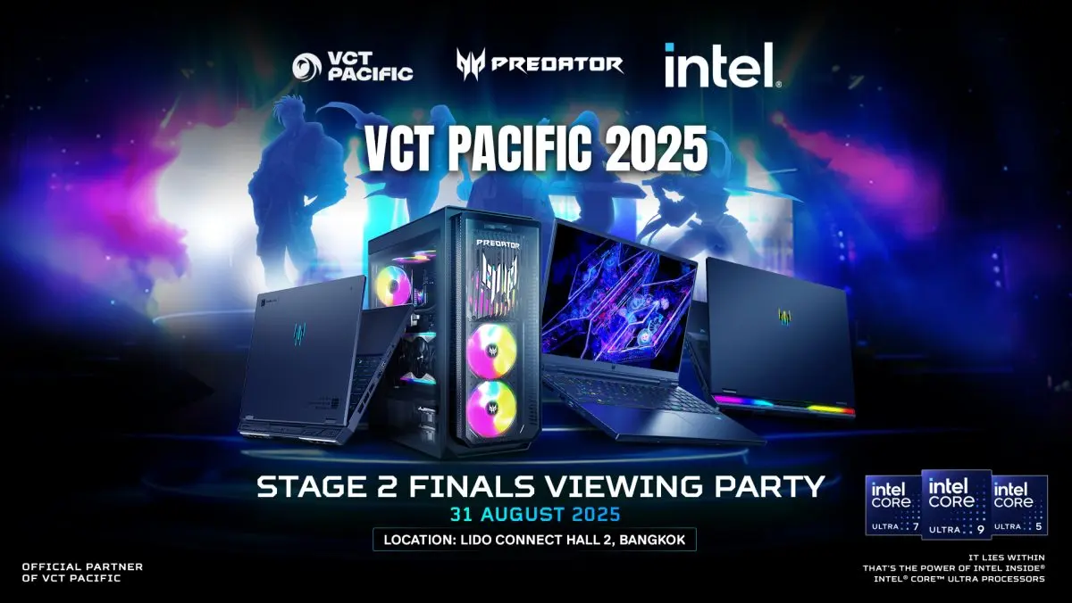 Predator แบรนด์เกมมิ่งจาก Acer ชวนแฟน VALORANT ชาวไทยร่วมสัมผัสประสบการณ์สุดพิเศษ ลุ้นบินฟรีไปชม “VCT 2025: Pacific Stage 2” รอบ Finals ที่กรุงโตเกียว ประเทศญี่ปุ่น ในวันที่ 31...