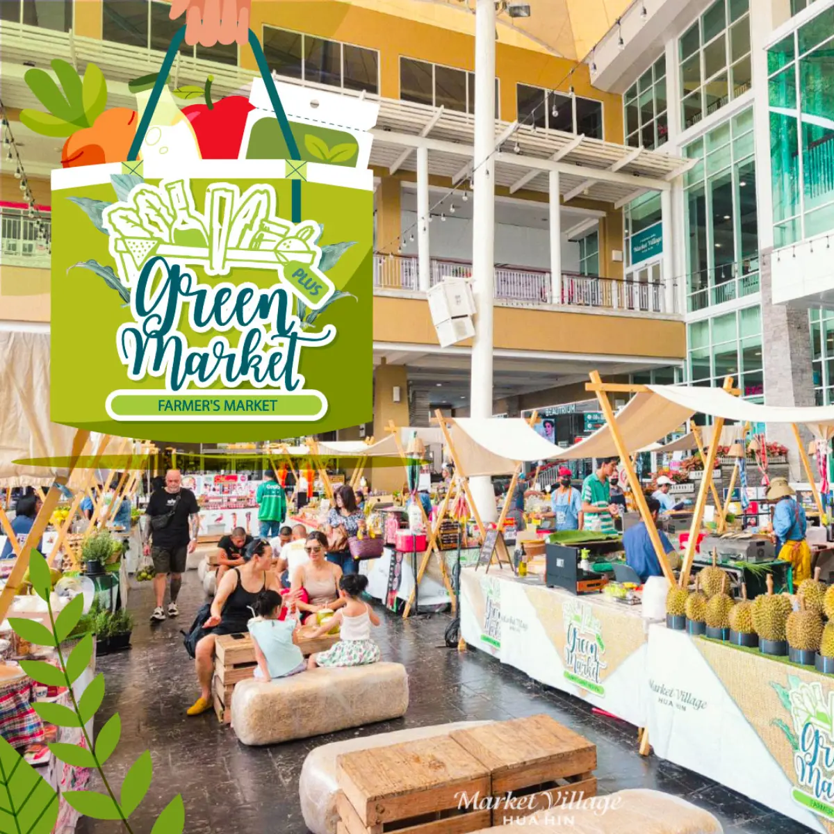 Green Market Huahin” ชวนสัมผัสเสน่ห์ท้องถิ่น ช้อปอาหารและผลิตภัณฑ์แปรรูปจากเกษตรกรหัวหินโดยตรง คุณภาพสูงในราคาย่อมเยา มาช้อป อาหารและผลิตภัณฑ์แปรรูปของท้องถิ่น ในราคาถูก ที่เต็มด้วยคุณภาพ...