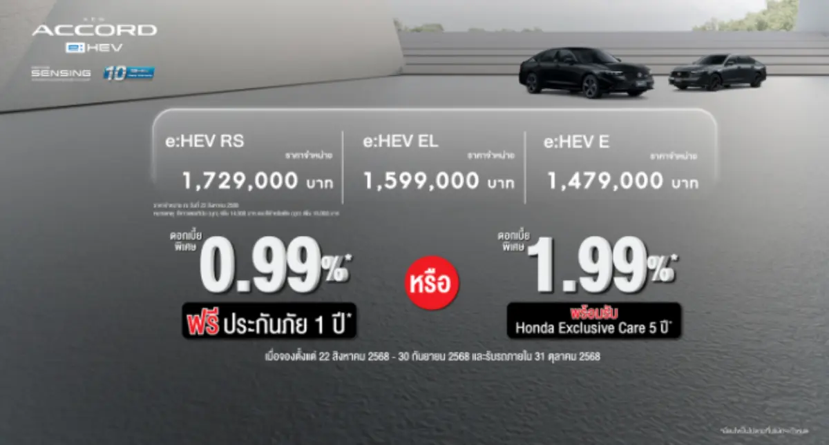 เพิ่มเติม ! Blind Spot Information และ Cross Traffic Monitor ในทุกรุ่นย่อย จัดเต็มโปรแรง Honda Pro OH! MY GOOOOD ครอบคลุมไลน์อัป xEV ที่งาน BIG MOTOR SALE 2025 วันที่ 22 – 31 ส.ค....