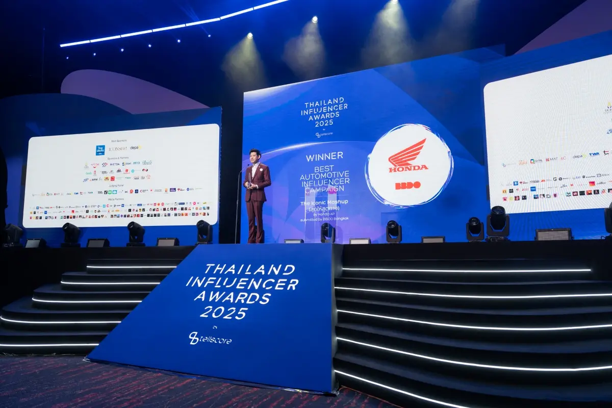 รถจักรยานยนต์ฮอนด้า คว้ารางวัลชนะเลิศอันดับ 1 ในสาขา “Best Automotive Influencer Campaign” จากเวที Thailand Influencer Awards 2025 โดย บริษัท เทลสกอร์ จำกัด (Tellscore) ภายใต้ธีม “Creators of...