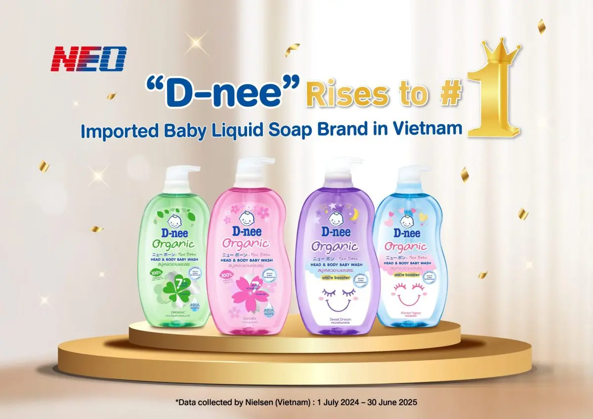 NEO Corporate Public Company Limited (NEO) announces a significant achievement for its “D-nee” brand in the Vietnamese market. D-nee Baby Liquid Soap has experienced growth of 369...