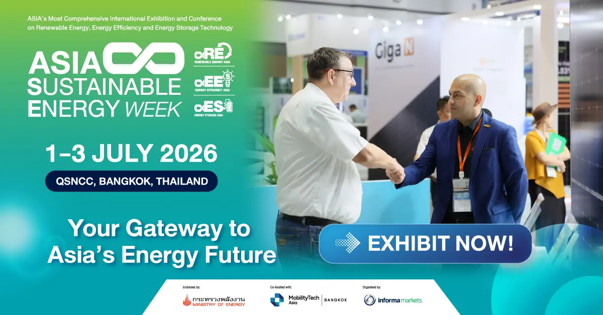 งาน ASIA Sustainable Energy Week 2026 (ASEW) เปิดจองพื้นที่แสดงสินค้าแล้ววันนี้! พร้อมสร้างความยิ่งใหญ่อีกครั้ง เพื่อขับเคลื่อนอนาคตพลังงานสะอาดของเอเชีย อินฟอร์มา มาร์เก็ตส์ ประเทศไทย ...