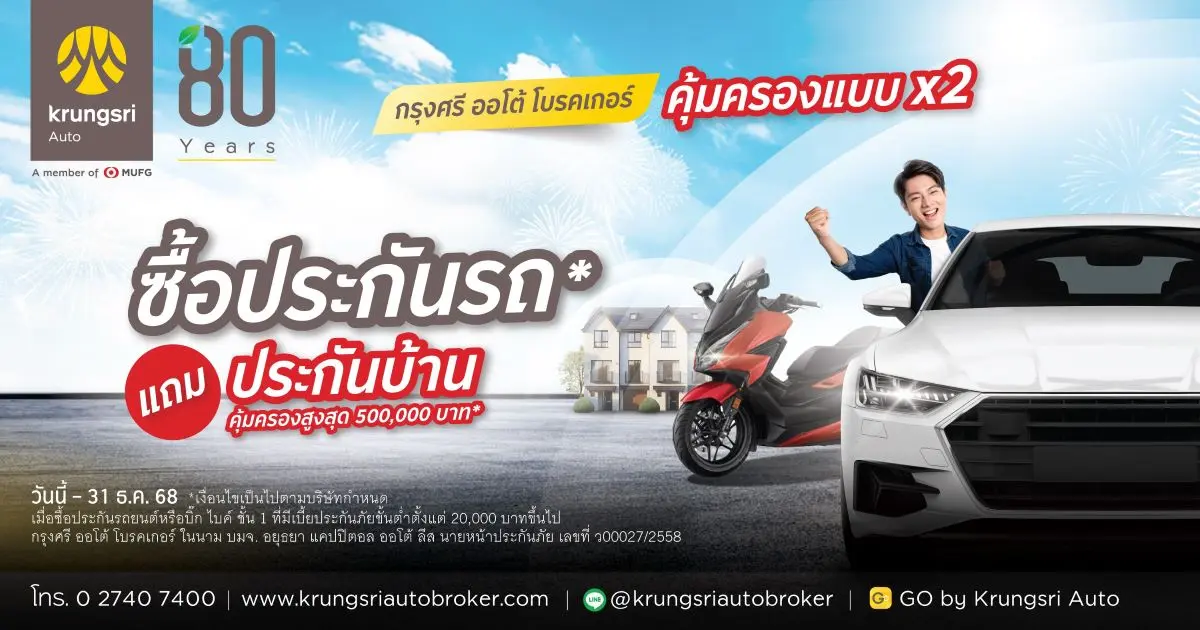 Krungsri Auto Broker, an insurance broker under Ayudhya Capital Auto Lease PCL, a subsidiary of Bank of Ayudhya PCL, welcomes the festive New Year season by offering “double” protection for...