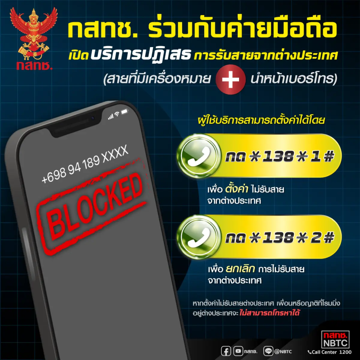 นายไตรรัตน์ วิริยะศิริกุล รองเลขาธิการ รักษาการแทนเลขาธิการคณะกรรมการกิจการกระจายเสียง กิจการโทรทัศน์ และกิจการโทรคมนาคมแห่งชาติ เปิดเผยว่า ขอให้ประชาชนสังเกตเบอร์ที่โทรเข้าก่อนรับสาย...