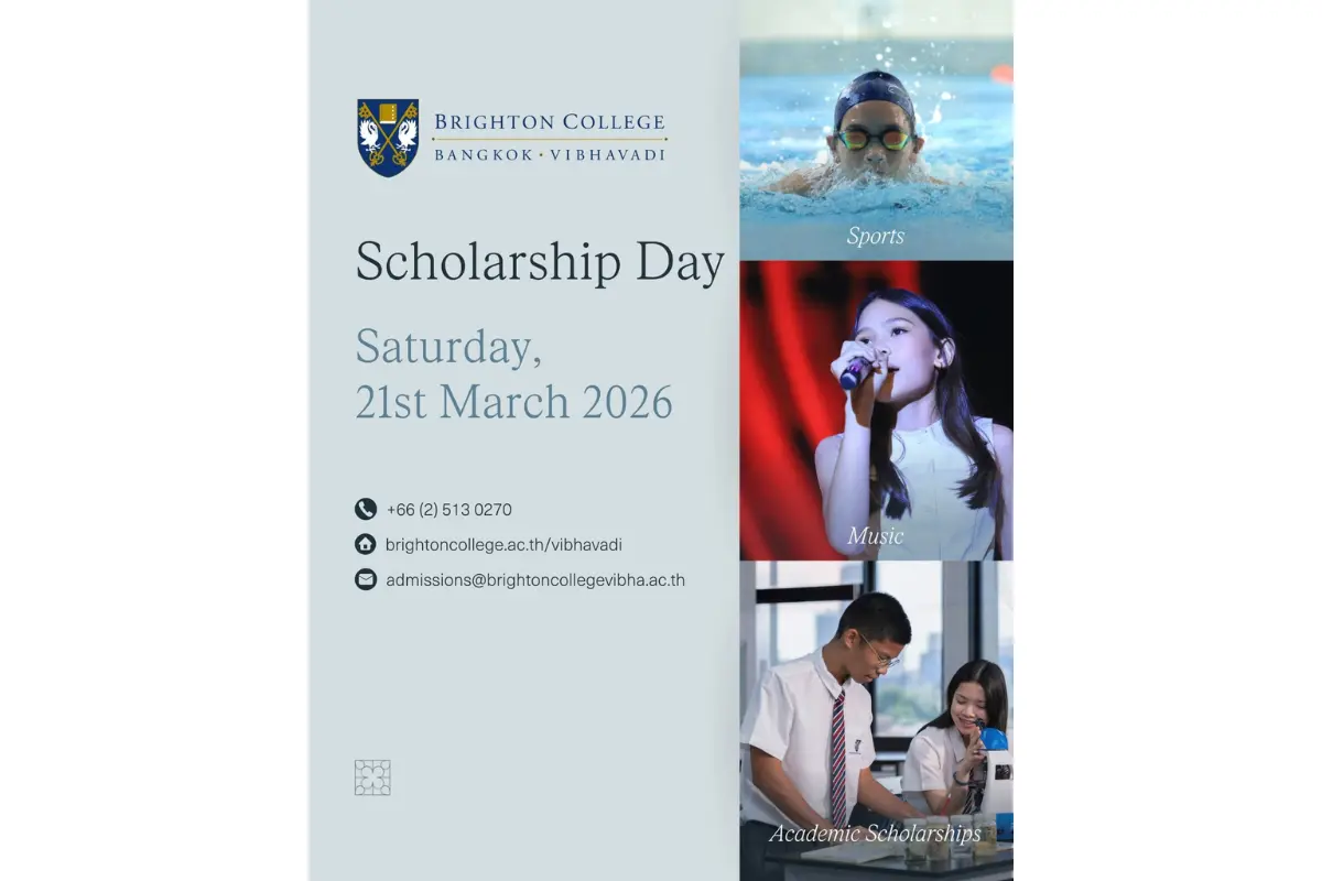 Brighton College Bangkok Vibhavadi is delighted to launch its 2026 Scholarship Programme alongside a series of Open House events, inviting prospective families to discover a leading...