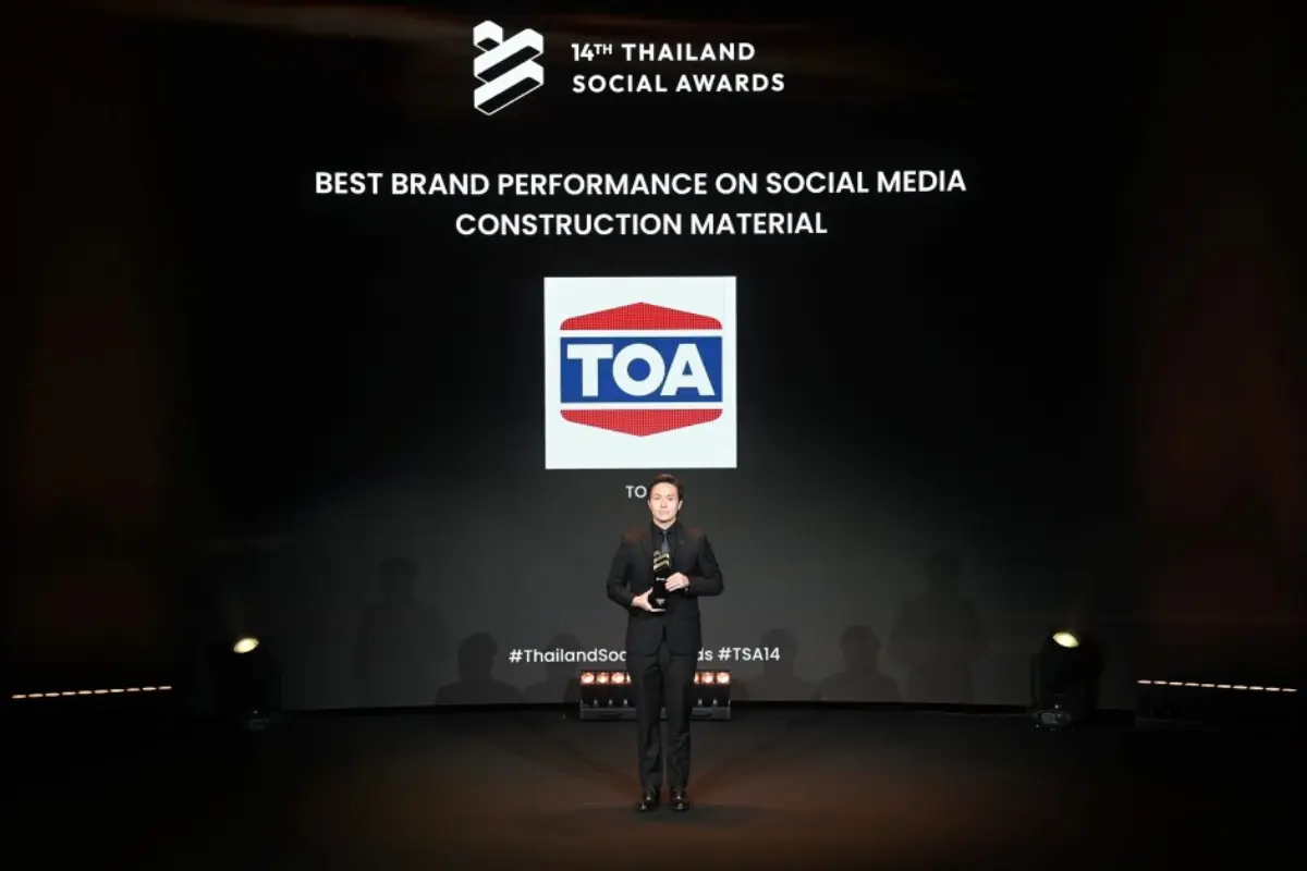TOA ตอกย้ำเบอร์ 1 คว้ารางวัลชนะเลิศ “Best Brand Performance on Social Media” ในกลุ่มธุรกิจวัสดุก่อสร้าง จากเวที Thailand Social Awards ครั้งที่ 14