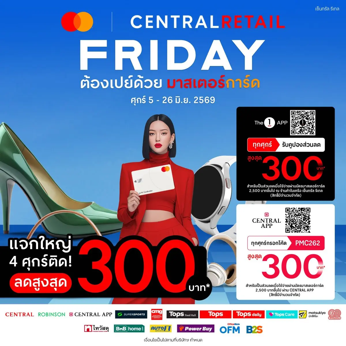 เซ็นทรัล รีเทล หรือ CRC ผนึกกำลังร่วมกับ มาสเตอร์การ์ด เดินหน้ากระตุ้นกำลังซื้อและสร้างความคึกคักให้ตลาดค้าปลีกช่วงกลางปี ผ่านแคมเปญ “Friday ต้องเปย์ด้วยมาสเตอร์การ์ด” ที่จัดต่อเนื่องเป็นปีที่...