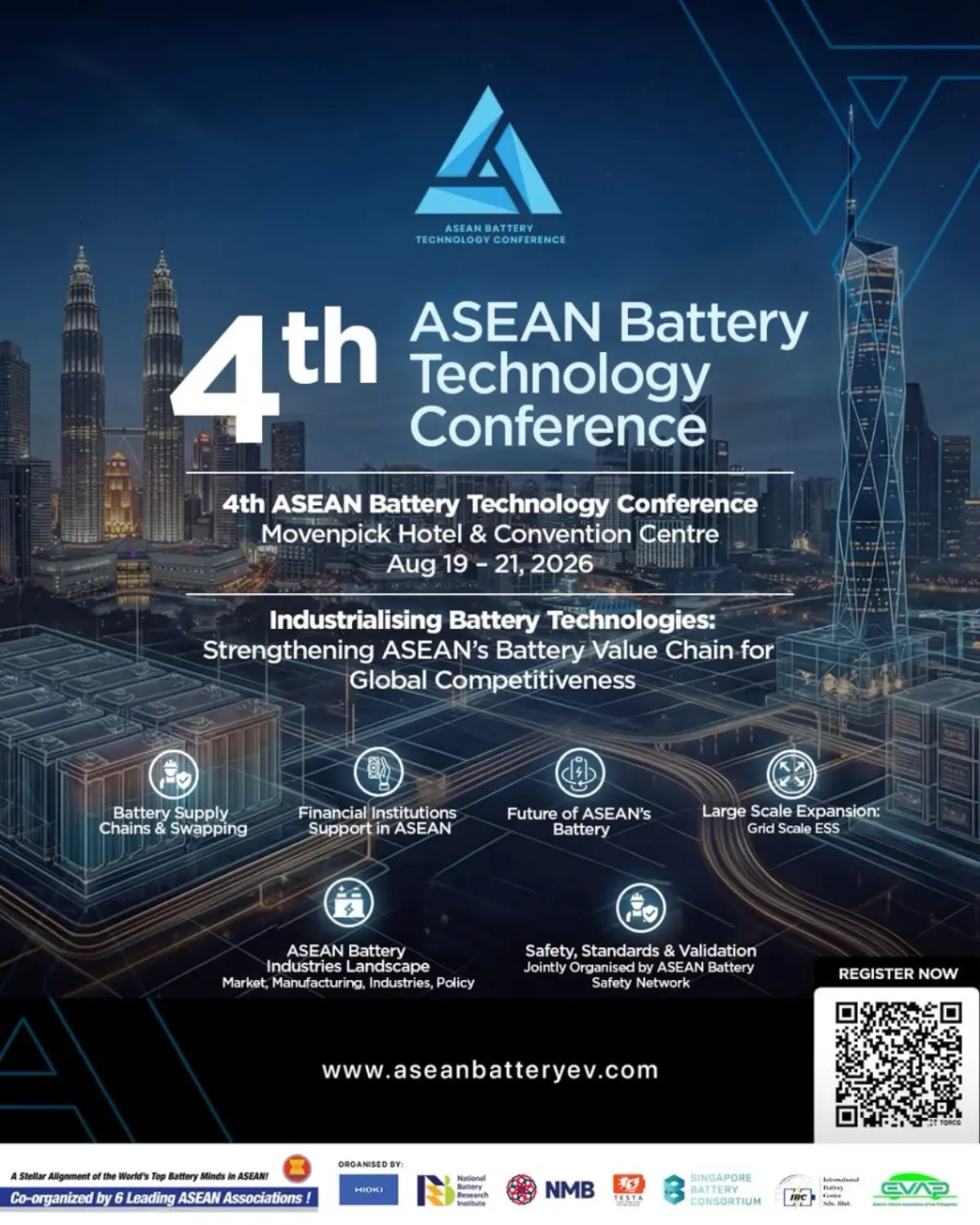 การประชุมเทคโนโลยีแบตเตอรี่แห่งอาเซียน ABTC 2026 เป็นงานที่รวบรวมผู้กำหนดนโยบาย ผู้ผลิต นักลงทุน และนักวิจัยที่เมืองเซปัง เพื่อขับเคลื่อนการผลิต ความปลอดภัย การลงทุน และการใช้งานจริงของแบต...