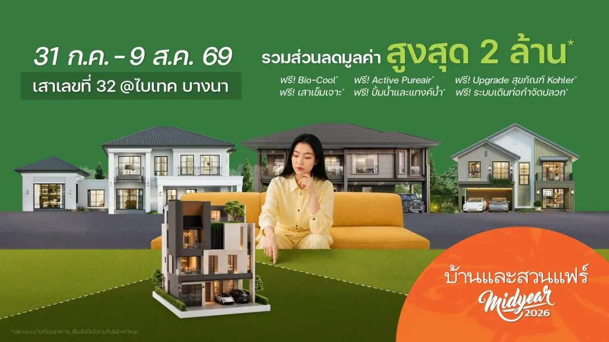 Plantnery by PRUKSA แบรนด์รับสร้างบ้านในเครือพฤกษา เดินหน้าขยายการรับรู้แบรนด์ในตลาดรับสร้างบ้าน ร่วมออกบูธในงานบ้านและสวนแฟร์ Midyear 2026 พร้อมนำเสนอแบบบ้านมากกว่า 100 แบบ ...