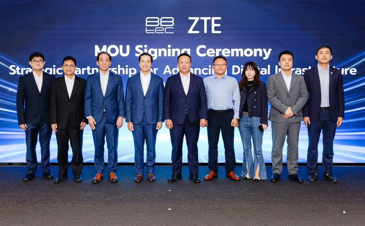 บริษัท แซดทีอี (ประเทศไทย) จำกัด (ZTE) และ บริษัท บีบี เทคโนโลยี จำกัด (BBTEC) ร่วมลงนามในบันทึกความเข้าใจ (MOU) เพื่อจัดตั้งกรอบความร่วมมือเชิงยุทธศาสตร์ในการร่วมกันศึกษาและสำรวจโอกาสทางธุรกิจด้าน...