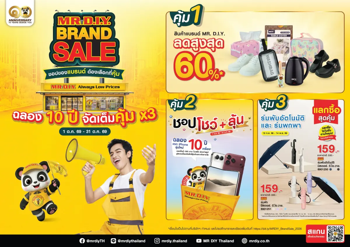 มิสเตอร์. ดี.ไอ.วาย. จัด “MR. D.I.Y. Brand Sale” ครั้งเดียวในรอบปี! ตลอดเดือนตุลาคมนี้